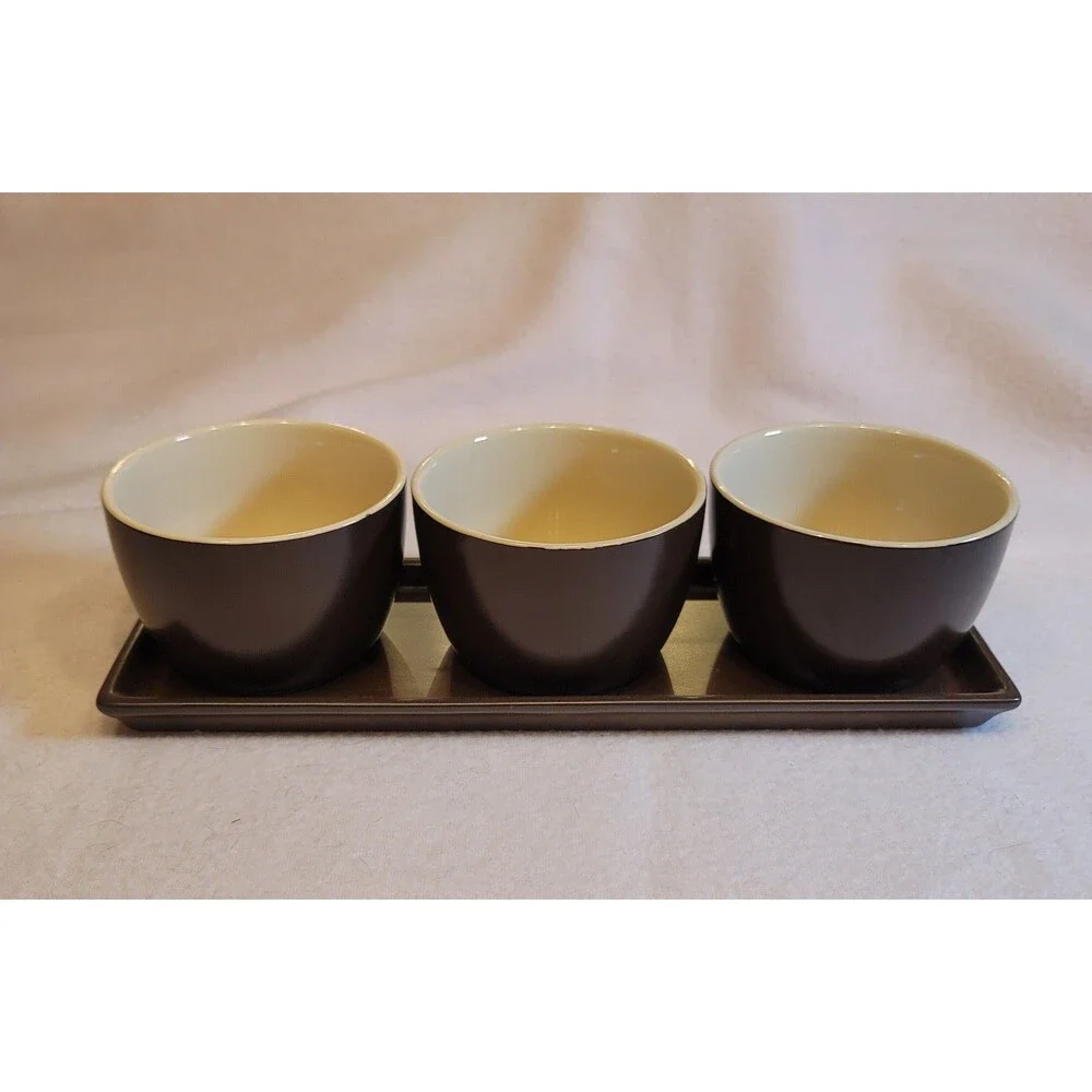 0797. Brown and Cream Color Serving Dishes for Football 🏈 Season 🏈